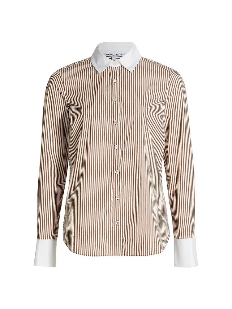 Marisol Striped Cotton-Blend Long-Sleeve Shirt