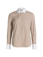 Marisol Striped Cotton-Blend Long-Sleeve Shirt