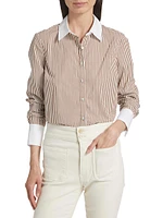 Marisol Striped Cotton-Blend Long-Sleeve Shirt