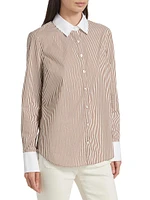 Marisol Striped Cotton-Blend Long-Sleeve Shirt