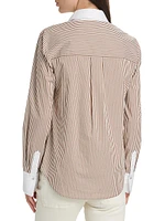 Marisol Striped Cotton-Blend Long-Sleeve Shirt