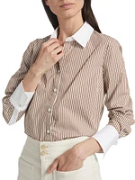 Marisol Striped Cotton-Blend Long-Sleeve Shirt