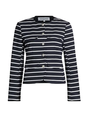 Kensington Striped Knit Button-Up Jacket