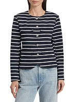 Kensington Striped Knit Button-Up Jacket