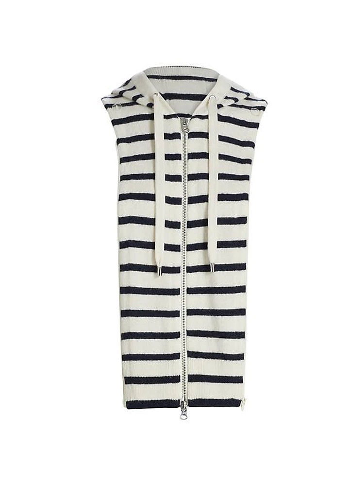 Striped Wool & Cashmere Hooded Vest