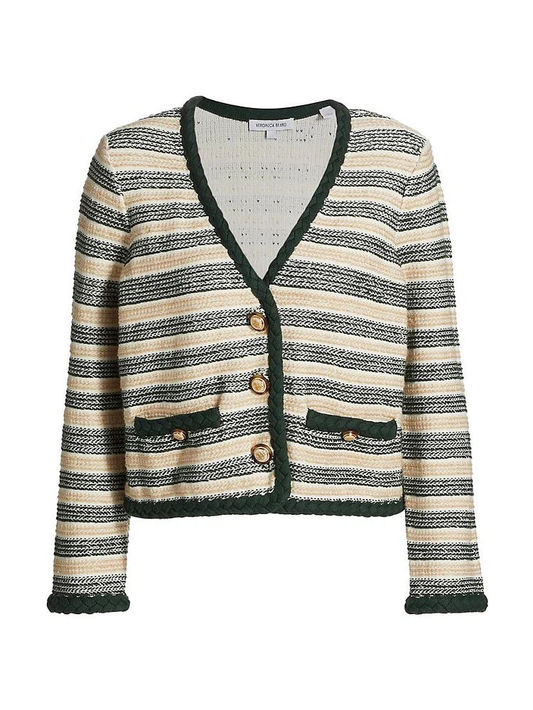 Claudine Stripe Knit Button-Up Jacket