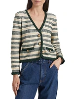 Claudine Stripe Knit Button-Up Jacket