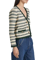 Claudine Stripe Knit Button-Up Jacket