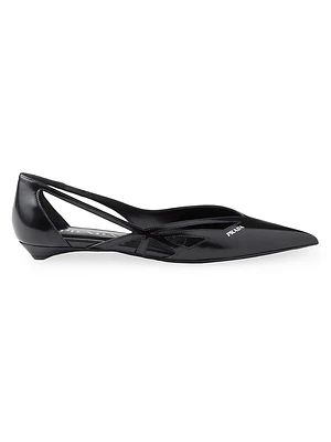 Brushed Leather Cut-Out Ballerinas