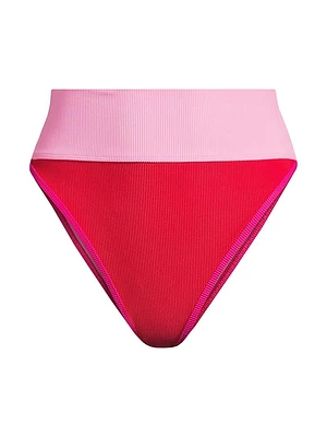 Emmy Colorblocked High-Waist Bikini Bottom