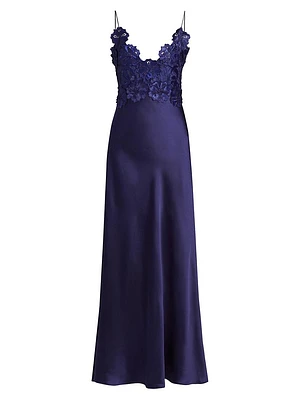 Luella Floral Lace Appliqué Gown