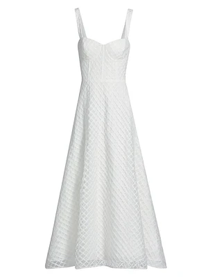 Aurele Tulle Fit & Flare Midi-Dress