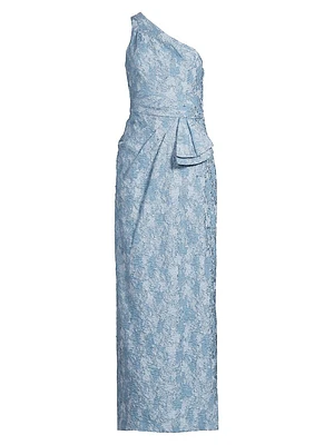 Textured Jacqaurd Column Gown