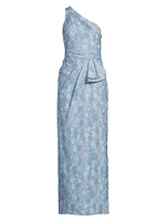 Textured Jacqaurd Column Gown