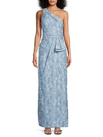 Textured Jacqaurd Column Gown