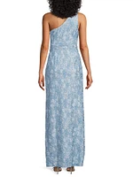 Textured Jacqaurd Column Gown