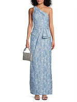 Textured Jacqaurd Column Gown