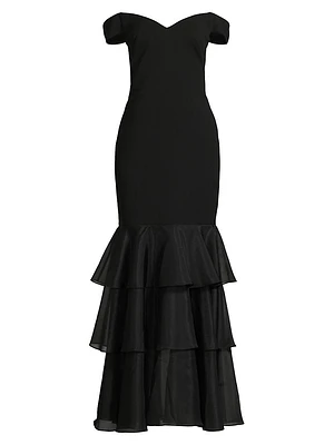 Bonded Crêpe Off-the-Shoulder Mermaid Gown