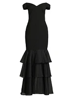 Bonded Crêpe Off-the-Shoulder Mermaid Gown