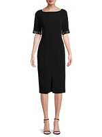 Stretch Crêpe Embellished Cocktail Dress
