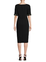 Stretch Crêpe Embellished Cocktail Dress