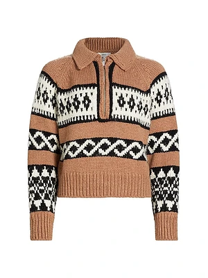 Carter Intarsia Merino-Wool Half-Zip Sweater