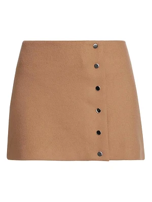 May Wool-Blend Faux-Wrap Miniskirt