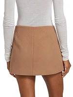 May Wool-Blend Faux-Wrap Miniskirt