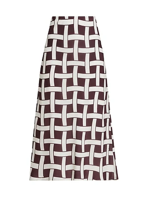 Heidi Basketweave-Print Midi-Skirt