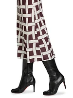 Heidi Basketweave-Print Midi-Skirt