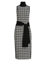 Peggy Windowpane Knit Sleeveless Midi-Dress