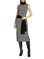 Peggy Windowpane Knit Sleeveless Midi-Dress