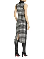 Peggy Windowpane Knit Sleeveless Midi-Dress