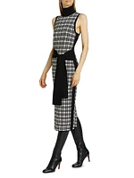 Peggy Windowpane Knit Sleeveless Midi-Dress