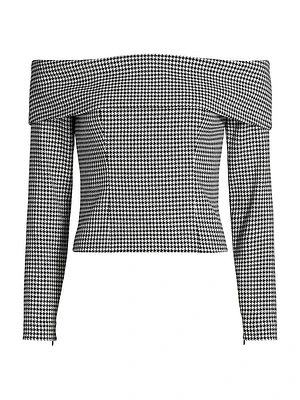 Stila Houndstooth Off-The-Shoulder Top