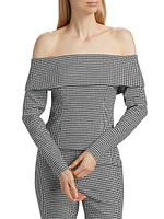 Stila Houndstooth Off-The-Shoulder Top