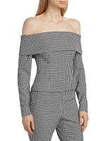 Stila Houndstooth Off-The-Shoulder Top