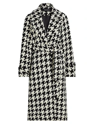 Brandy Houndstooth Belted Coat