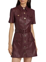 Lydia Faux Leather Belted Minidress