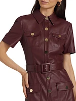 Lydia Faux Leather Belted Minidress