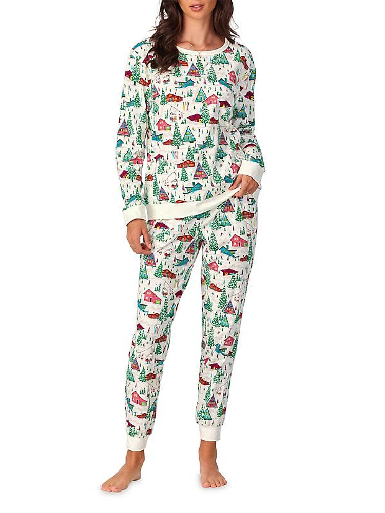 Printed Crewneck Long Pajamas