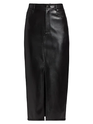 Tana Faux Leather Midi-Skirt