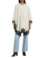 Lace-Trim Cashmere Knit Cape