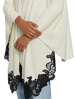 Lace-Trim Cashmere Knit Cape