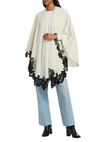 Lace-Trim Cashmere Knit Cape