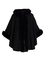 Whipstitch Faux-Fur Hooded Cape