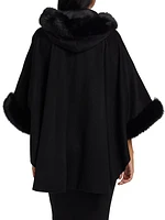 Whipstitch Faux-Fur Hooded Cape