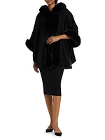 Whipstitch Faux-Fur Hooded Cape