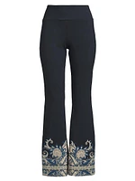 Roman Paisley High-Rise Flare Leggings
