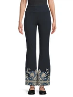 Roman Paisley High-Rise Flare Leggings